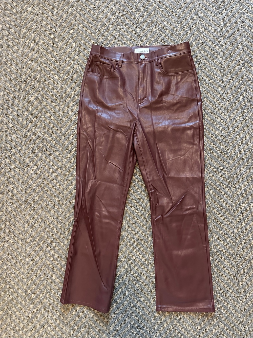 LOFT Faux Leather Pants in Burgundy